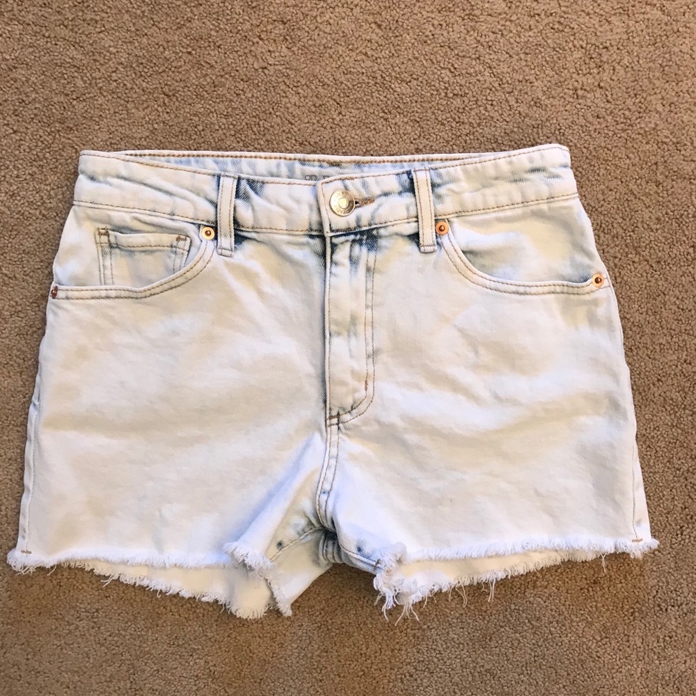 Wild Fable Bleached Denim Shorts Size 4 Festival Grunge Retro White Wash Blue